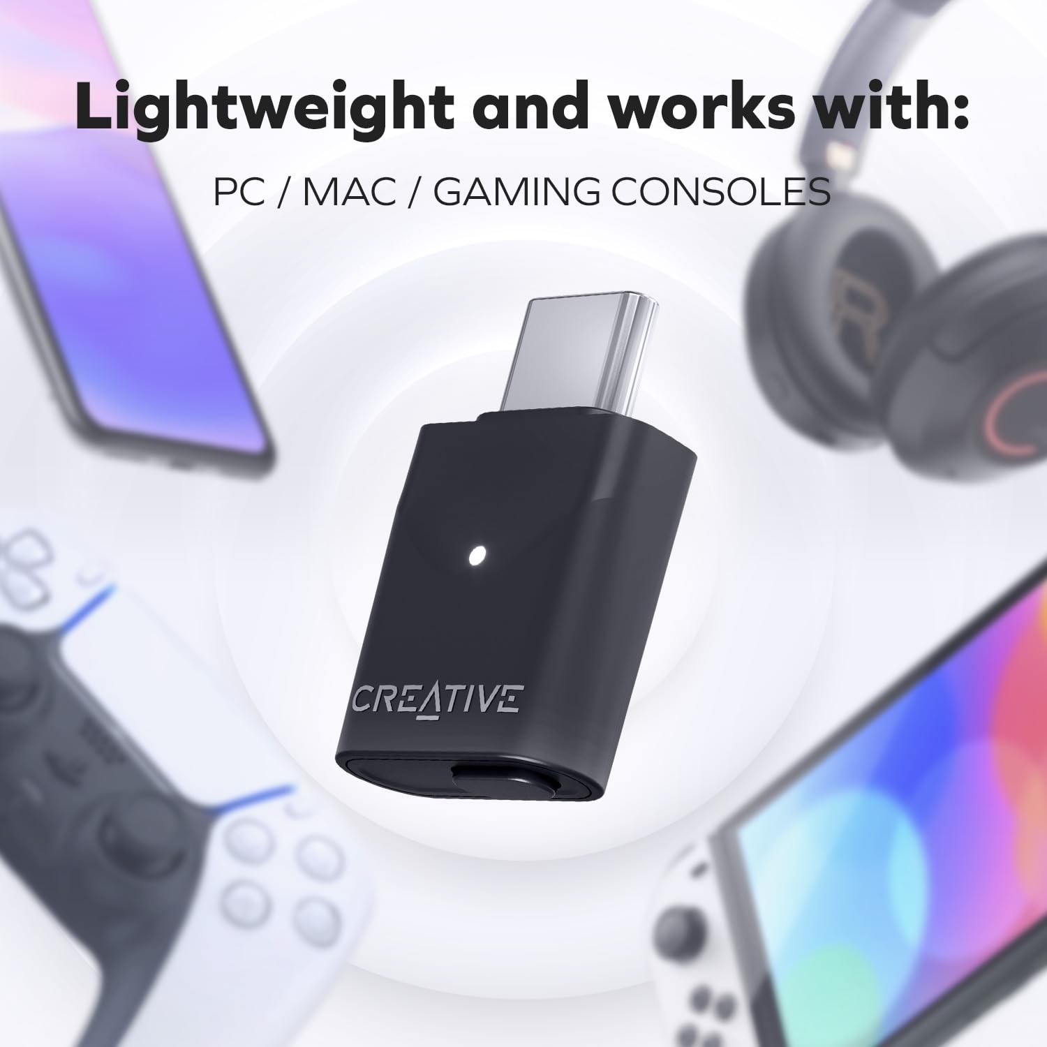 Creative BT-W6 Wireless Bluetooth 5.4 and LE Audio Transmitter with Snapdragon Sound, aptX Lossless, Low Latency and up to 24-bit / 96 kHz Audio, Works with PC/Mac/Gaming Consoles - Image 6