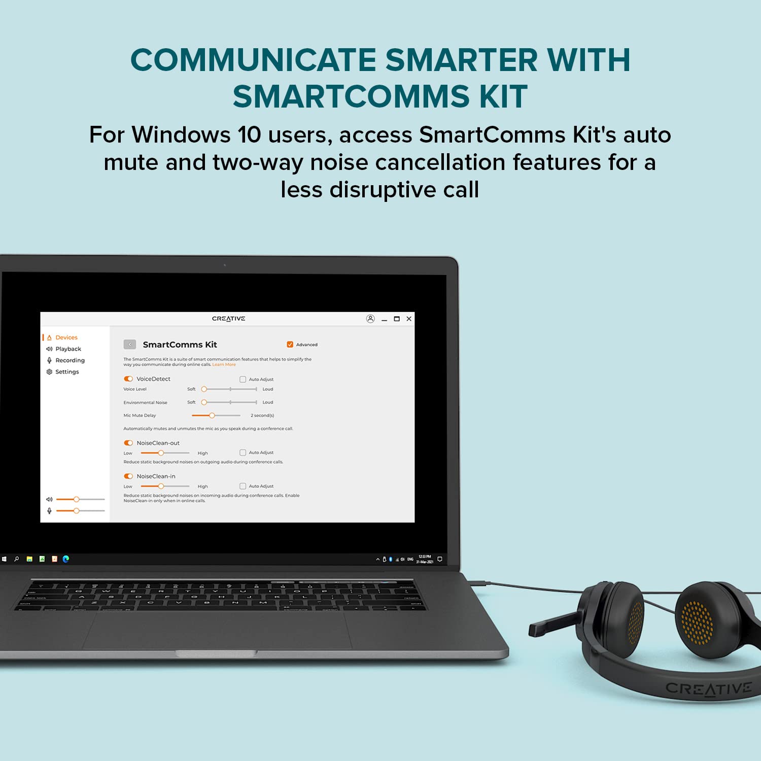 Creative Chat USB On-Ear Headset with Swivel-to-Mute Noise-Cancelling Boom Mic, Mic-Monitoring, SmartComms Kit, Playback and Calls Control for PC, Mac, Consoles - Image 6