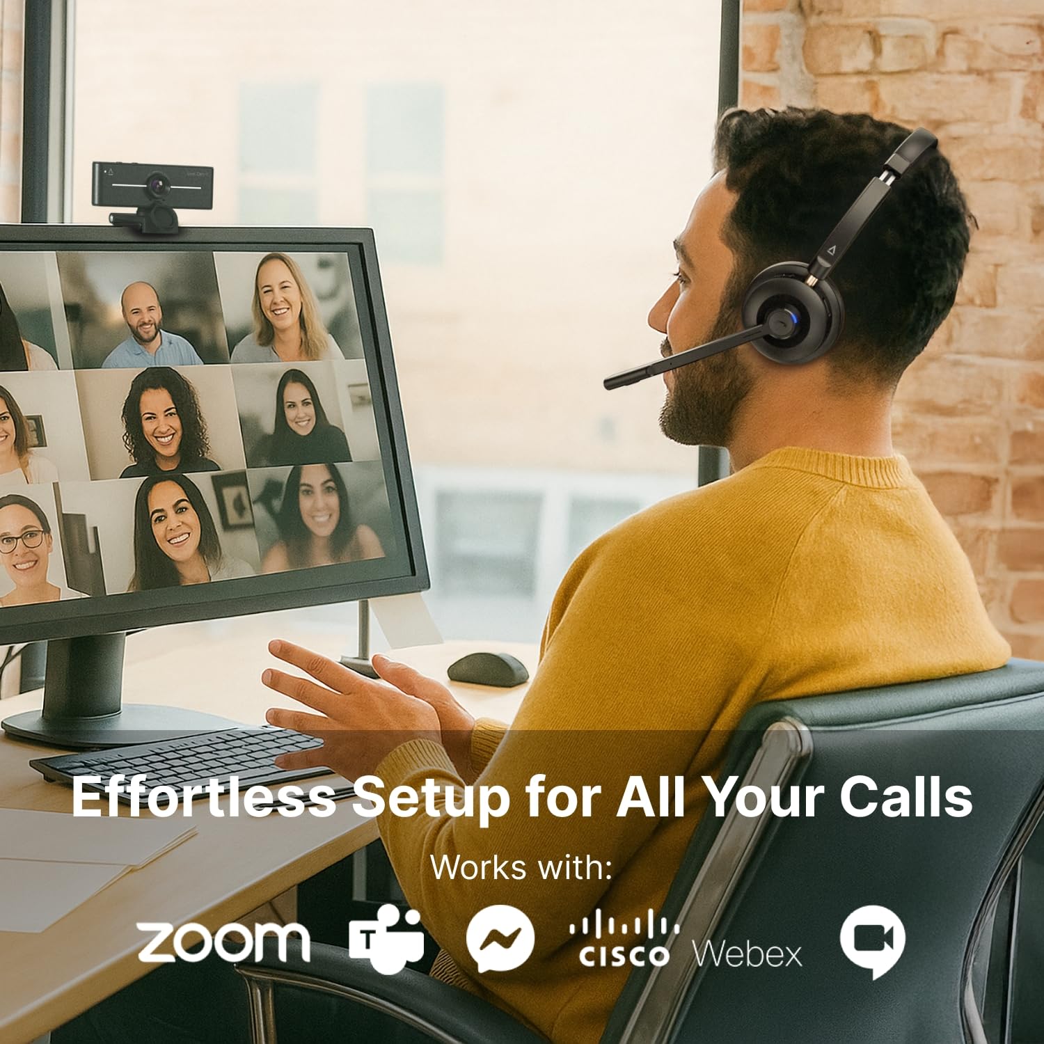 Creative Chat Wireless On-Ear Headset with Noise-Cancelling Boom Mic, USB dongle, Playback and Calls Control, Mic Mute Button for PC/Mac/Mobile Devices - Image 5