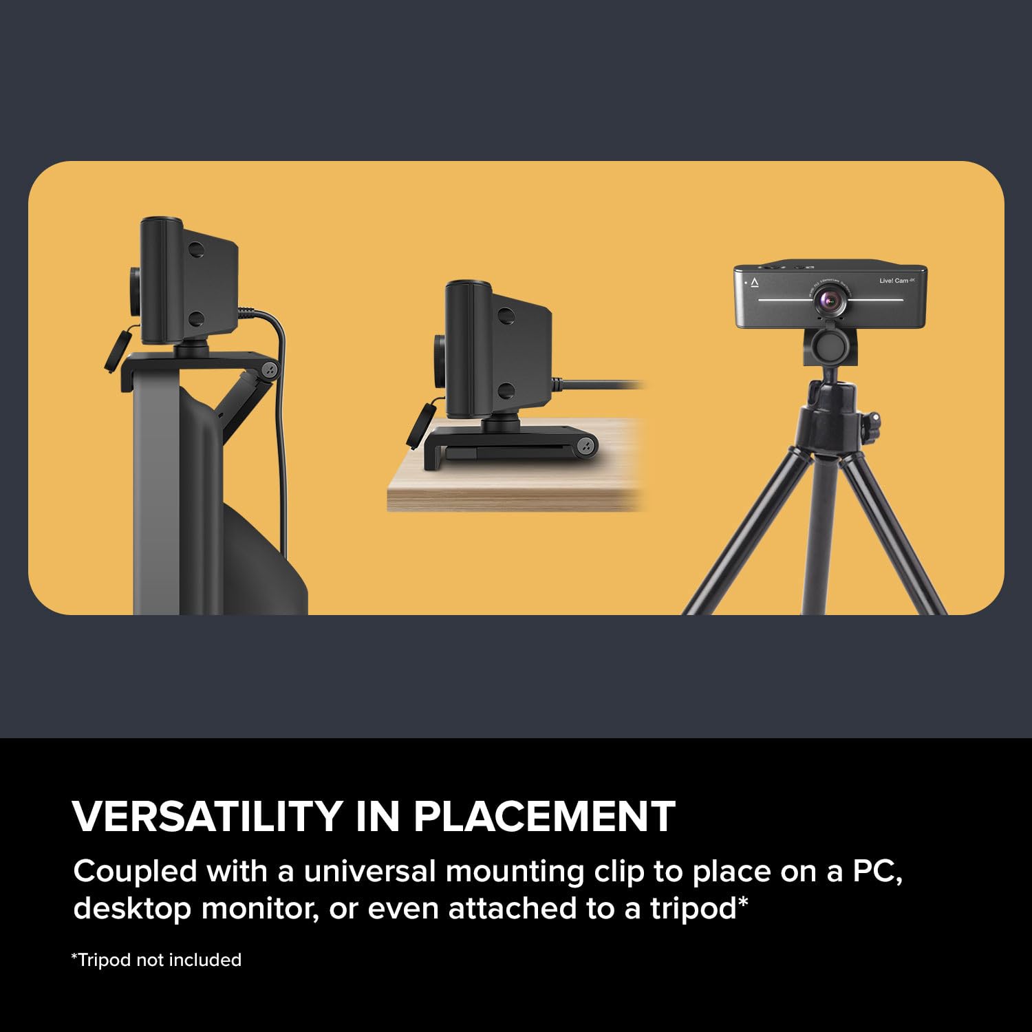 Creative Live! Cam 4K UHD USB Webcam with Backlight Compensation, Up to 60 FPS, 95° Wide-Angle Lens, Privacy Lens, Built-in Mics, Plug & Play for PC and Mac - Image 6