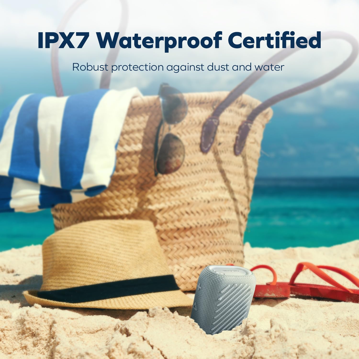 Creative MUVO Flex Portable Waterproof Bluetooth 5.3 Speaker with Auracast, Up to 10 Hours of Battery Life, IP67 Waterproof, and Powerful Bass Performance (Gray) - Image 3