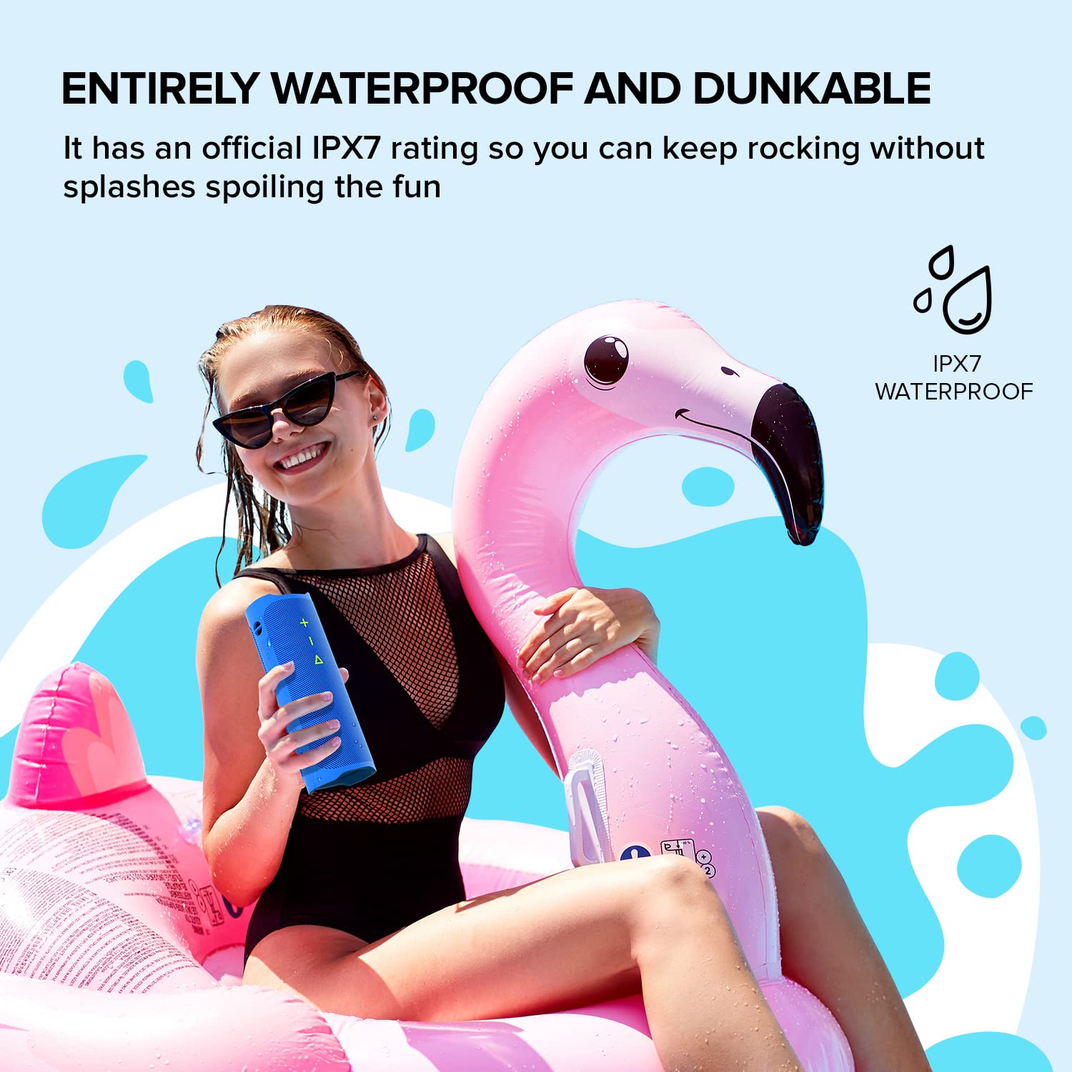 Creative MUVO Go Portable Waterproof Bluetooth 5.3 Speaker with Up to 18 Hours of Battery Life, IPX7 Waterproof, and Powerful Bass Performance, Wireless Stereo Link (Blue) - Image 4