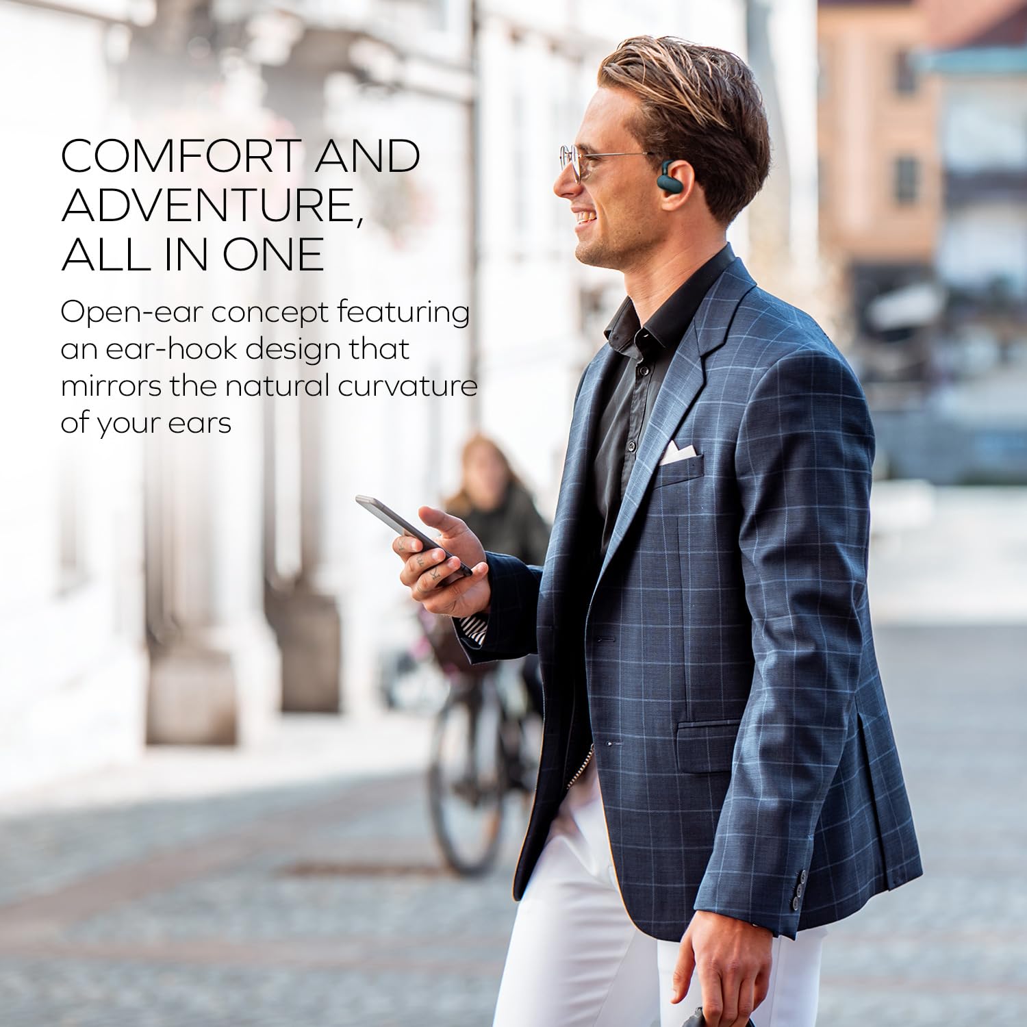 Creative Outlier Go Wireless Open-Ear Headphones with an Adjustable Fit and Ear Hooks, Up to 26 Hours Total Playtime, Dual Microphones, Bluetooth 5.4, IPX4 Water Resistant (Dark Blue) - Image 3