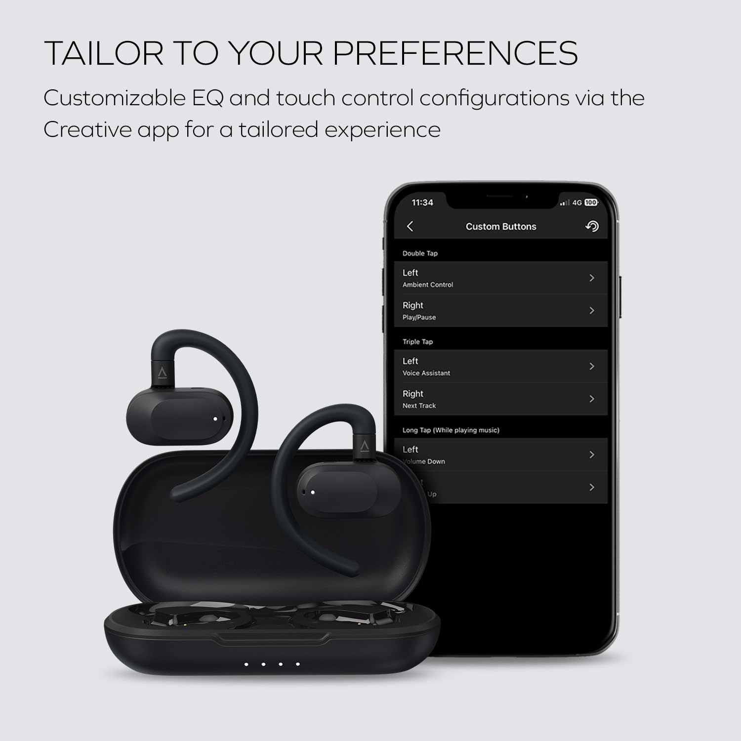 Creative Outlier Go Wireless Open-Ear Headphones with an Adjustable Fit and Ear Hooks, Up to 26 Hours Total Playtime, Dual Microphones, Bluetooth 5.4, IPX4 Water Resistant (Dark Blue) - Image 7