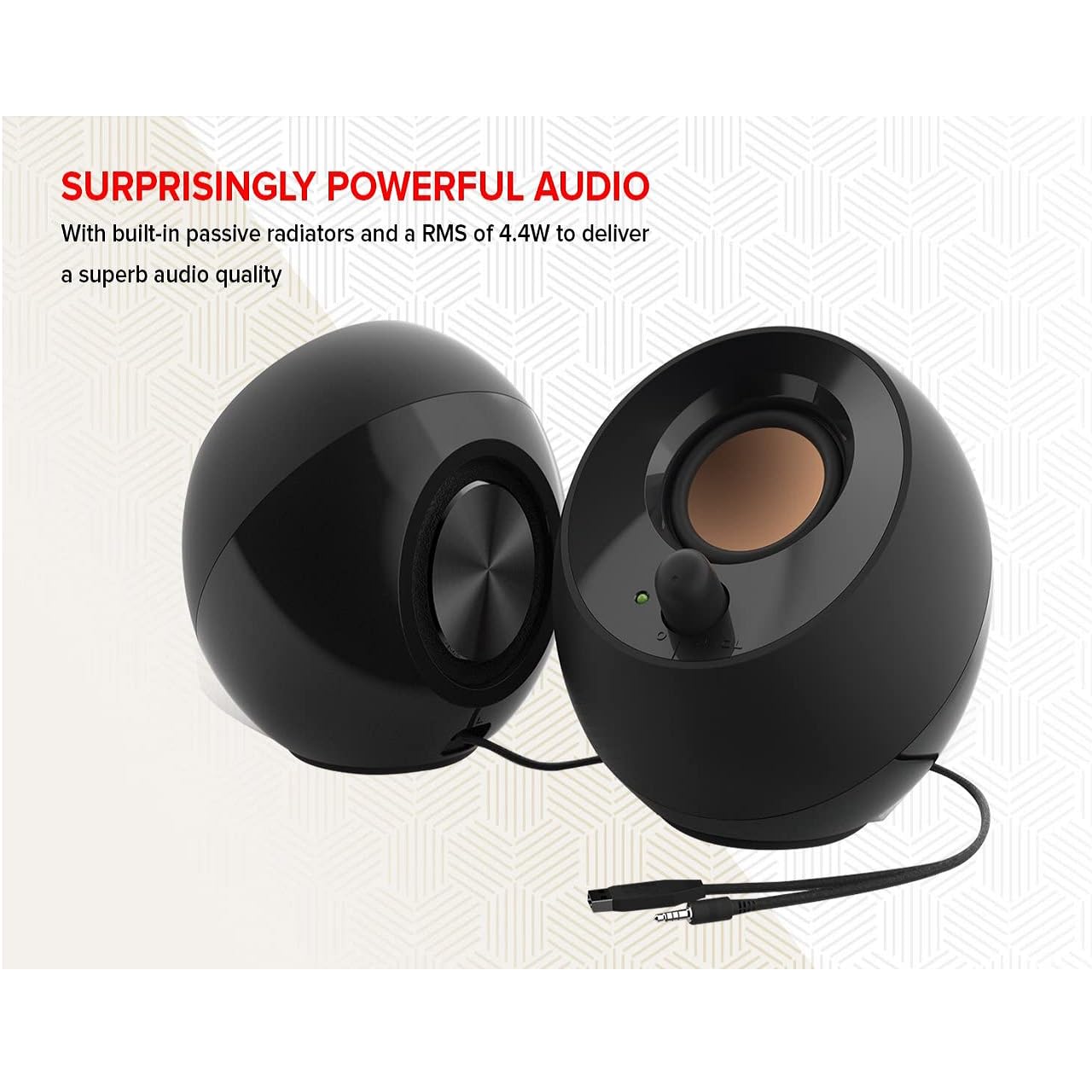 Creative Pebble 2.0 USB-Powered Desktop Speakers with Far-Field Drivers and Passive Radiators for Pcs and Laptops (Black) - Image 3