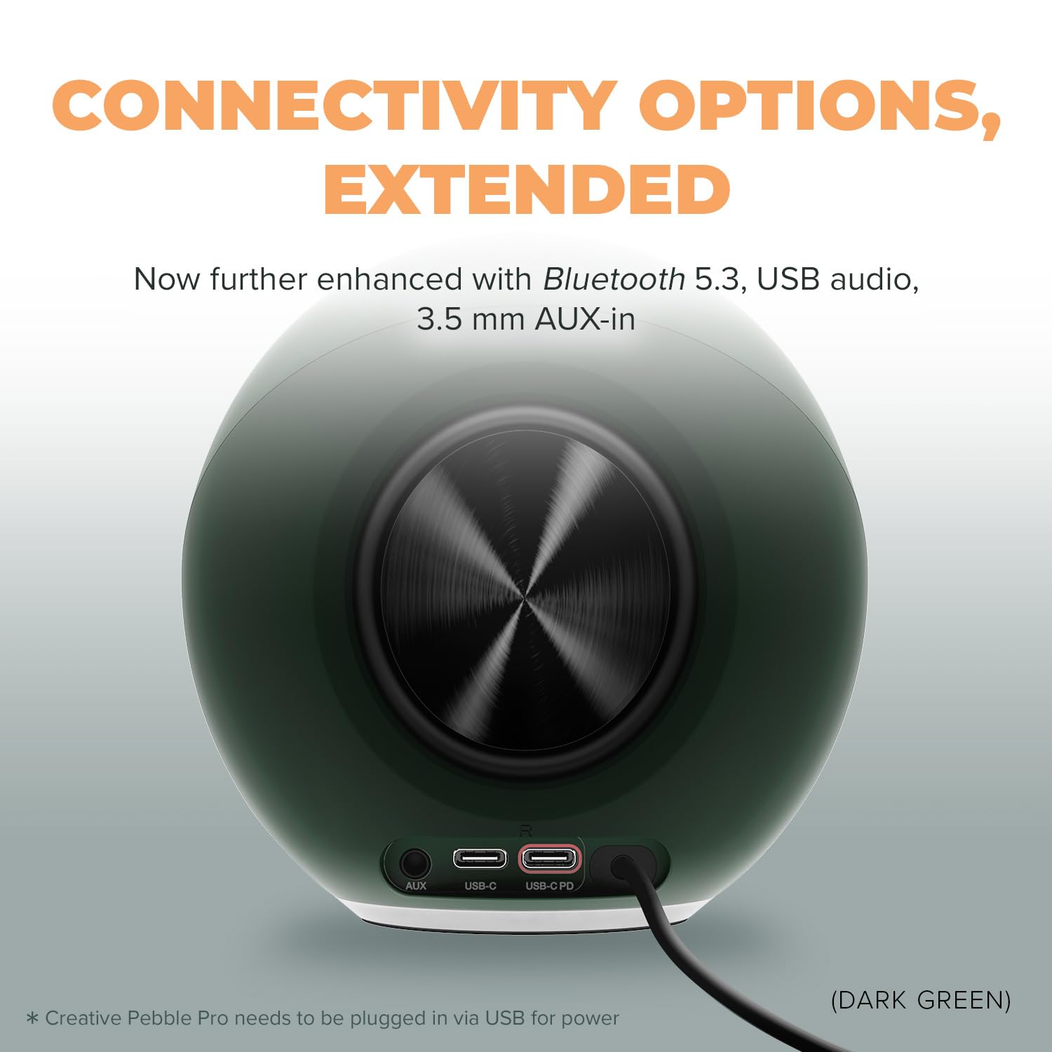 Creative Pebble Pro (Black) Minimalist 2.0 USB-C Computer Speakers with Bluetooth 5.3 and Customizable RGB Lighting, Clear Dialog and BassFlex Tech, USB Audio, Headset Port, for PC and Mac - Image 5