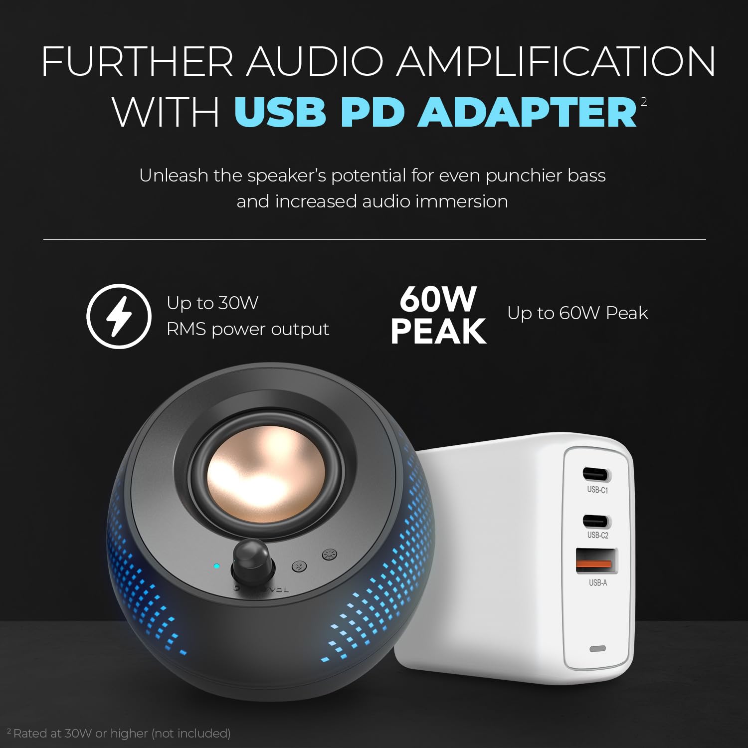 Creative Pebble X 2.0 USB-C Computer Speakers with Customizable RGB Lighting, Bluetooth 5.3, USB Audio, Up to 15W RMS Power for PC and Mac - Image 4