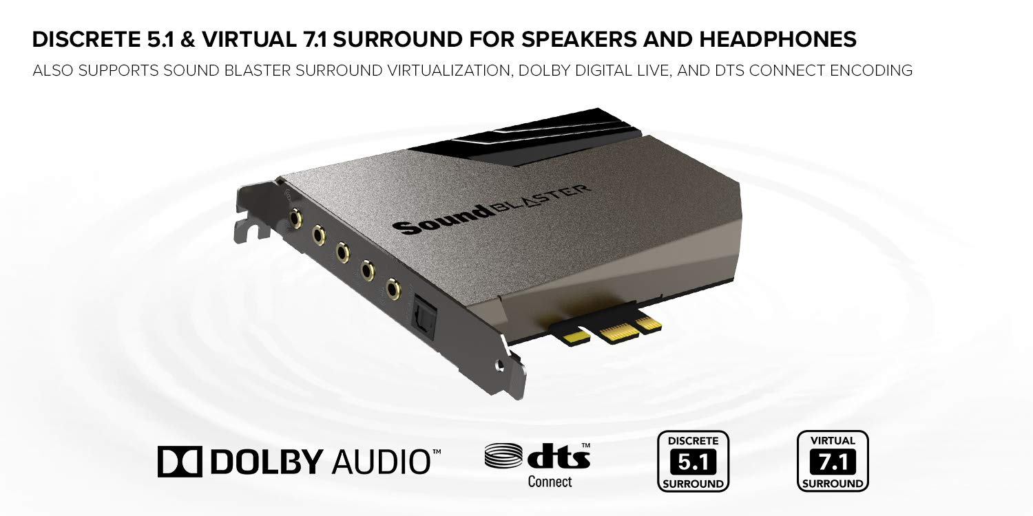 Creative Sound Blaster AE-7 Hi-Res Internal PCIe Sound Card, Quad-Core Processor, 127dB DNR ESS SABRE-class 9018 DAC, Xamp Discrete Custom Bi-amp, Discrete 5.1/Virtual 7.1, Dolby, DTS Encoding (Black) - Image 4