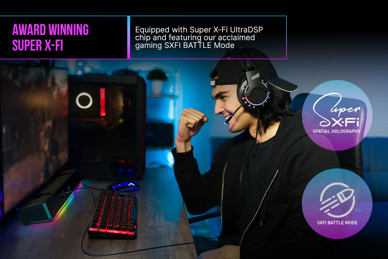 Creative Sound Blaster Katana V2X 5.1 Multi-Channel Gaming Soundbar with Compact Subwoofer, 180W Peak Power, ft Tri-Amplified 5-Driver Design, Super X-Fi Technology, and RGB Lighting - Image 5