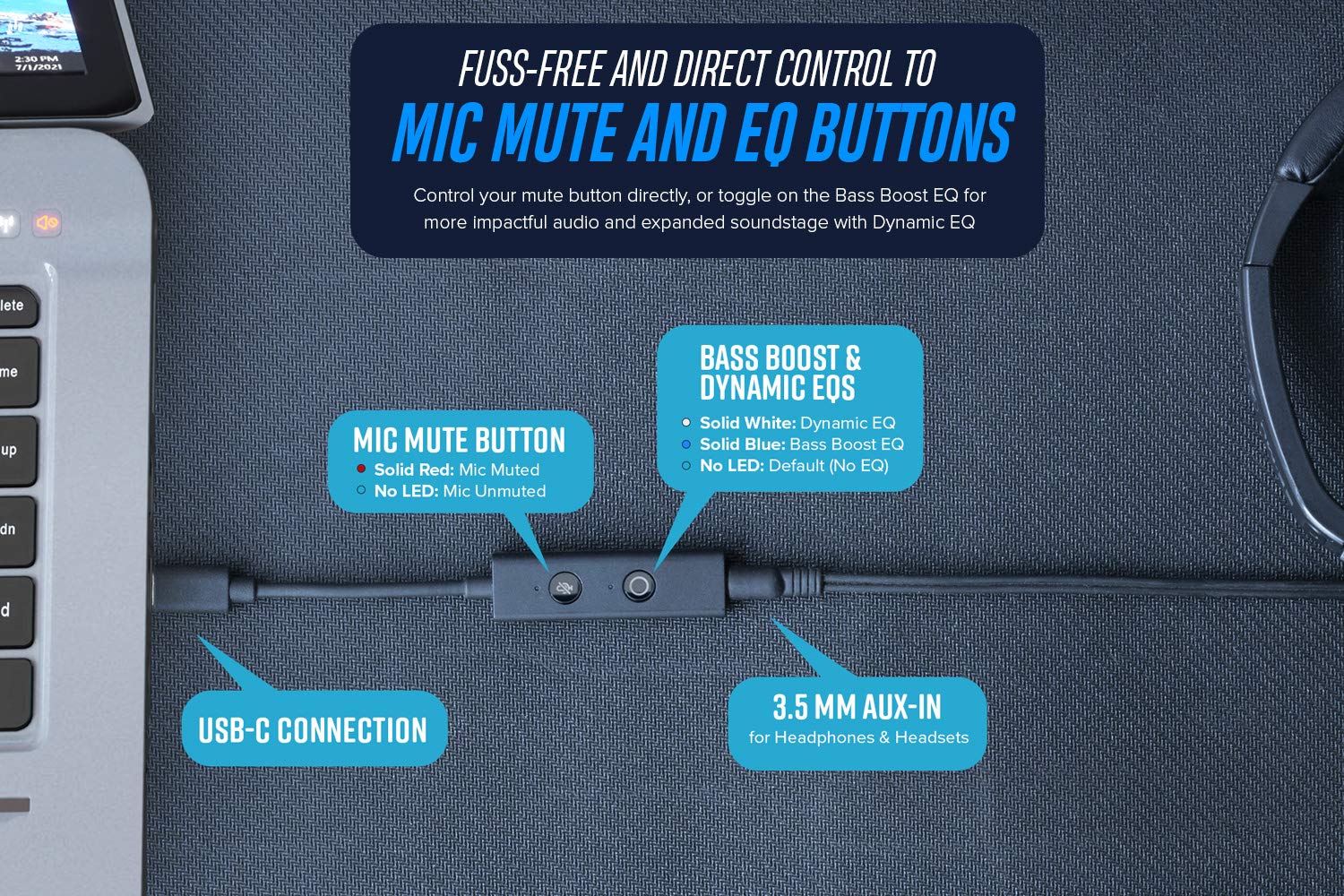 Creative Sound Blaster Play! 4 Hi-res External USB-C DAC and Sound Adapter Ft. VoiceDetect Auto Mic Mute/Unmute, Two-Way Noise Cancellation, Bass Boost/Dynamic EQs, for Video Calls on Windows PC - Image 7