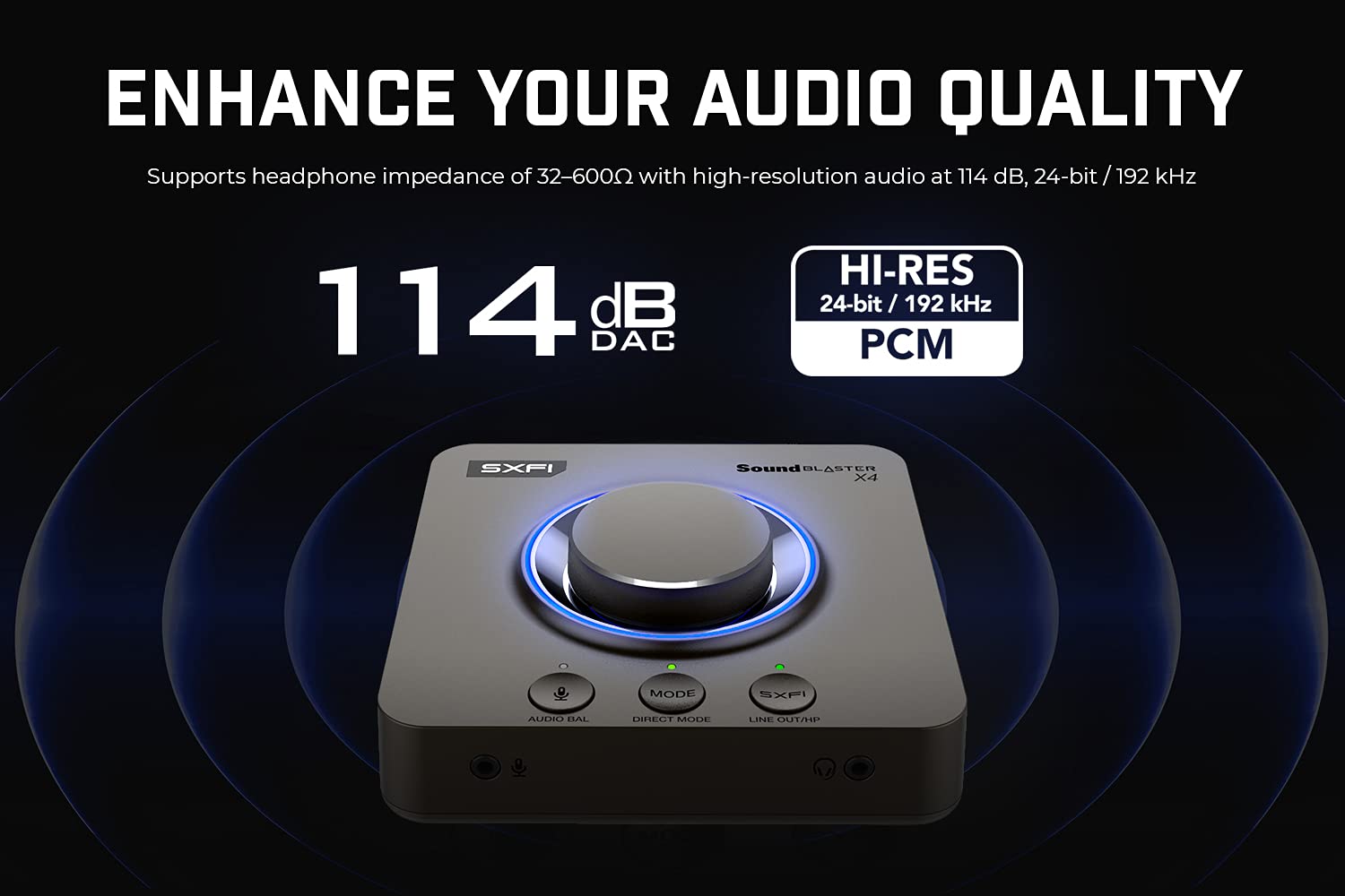 Creative Sound Blaster X4 Hi-Res 24bit/192kHz DAC USB Externo y Tarjeta de Sonido Amp, Multicanal, Sonido Surround Discreto 7.1, Entrada de Cascos para PC, Mac - Image 8