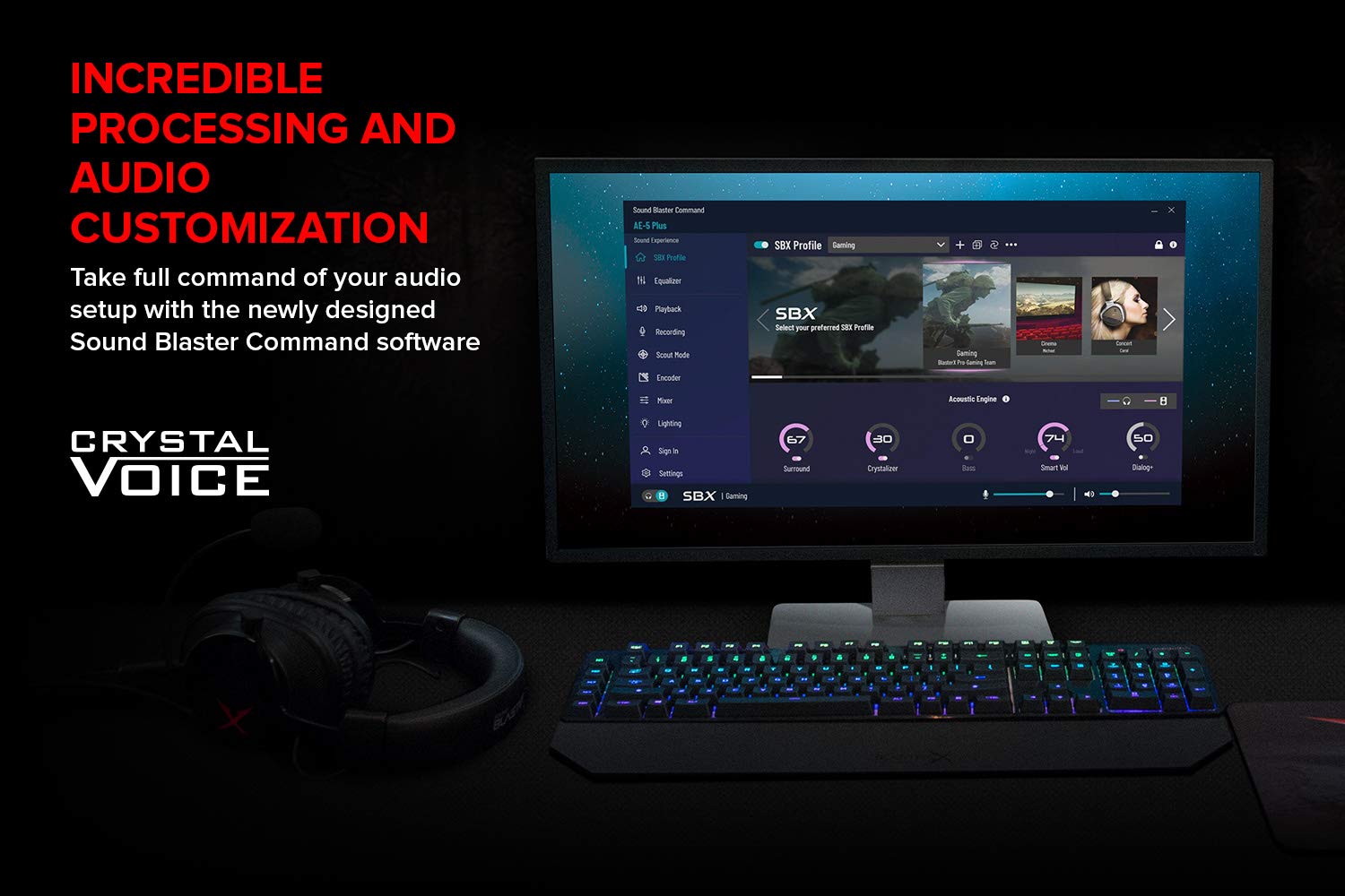 Creative Sound BlasterX AE-5 Plus SABRE32-class Hi-res 32-bit/384 kHz PCIe Gaming Sound Card and DAC with Dolby Digital and DTS, Xamp Discrete Headphone Bi-amp, Up to 122dB SNR, RGB Lighting System - Image 7