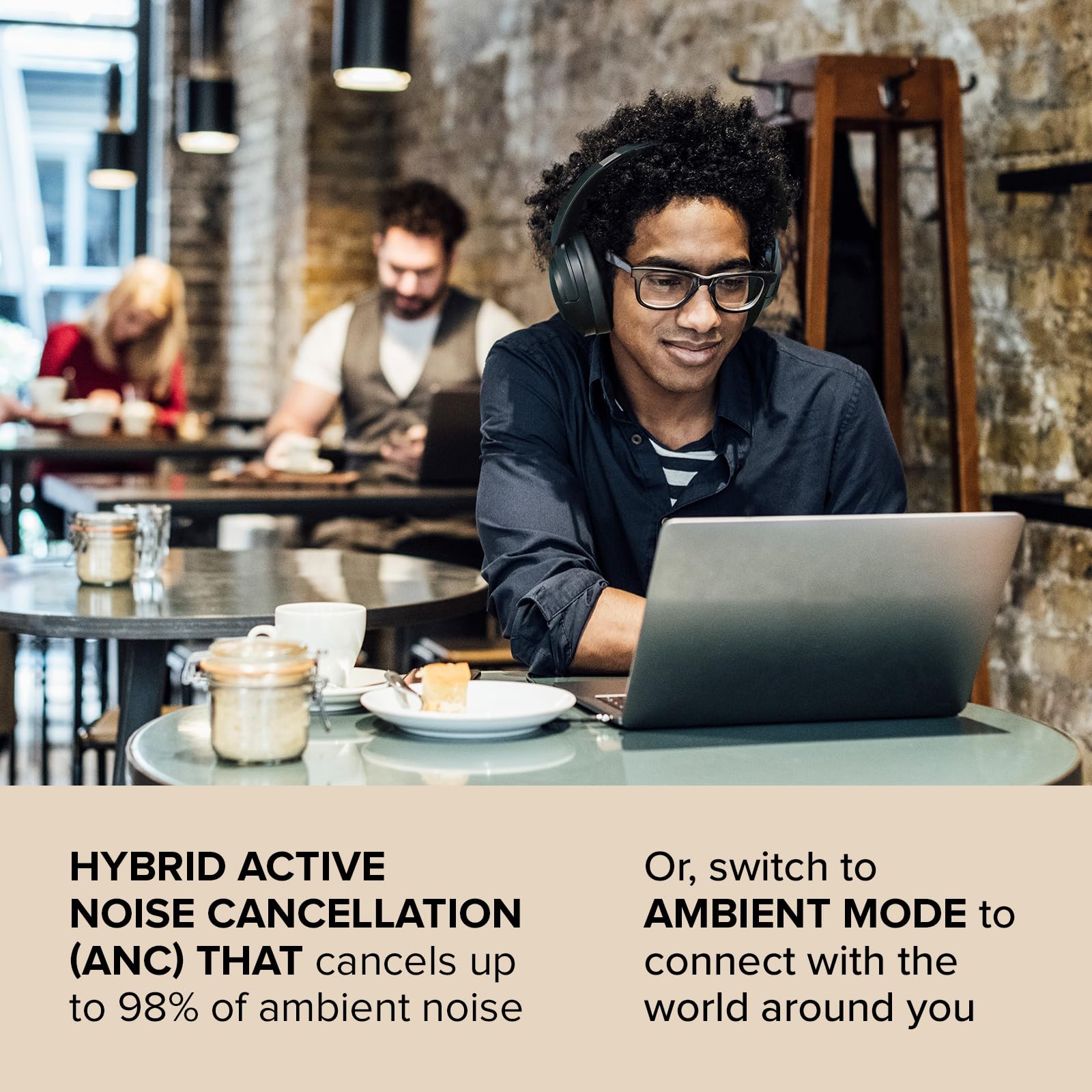 Creative Zen Hybrid 2 Wireless Over-Ear Headphones, Up to 67 Hours (ANC Off), Hybrid Active Noise Cancellation, Ambient Mode (Cream) - Image 3