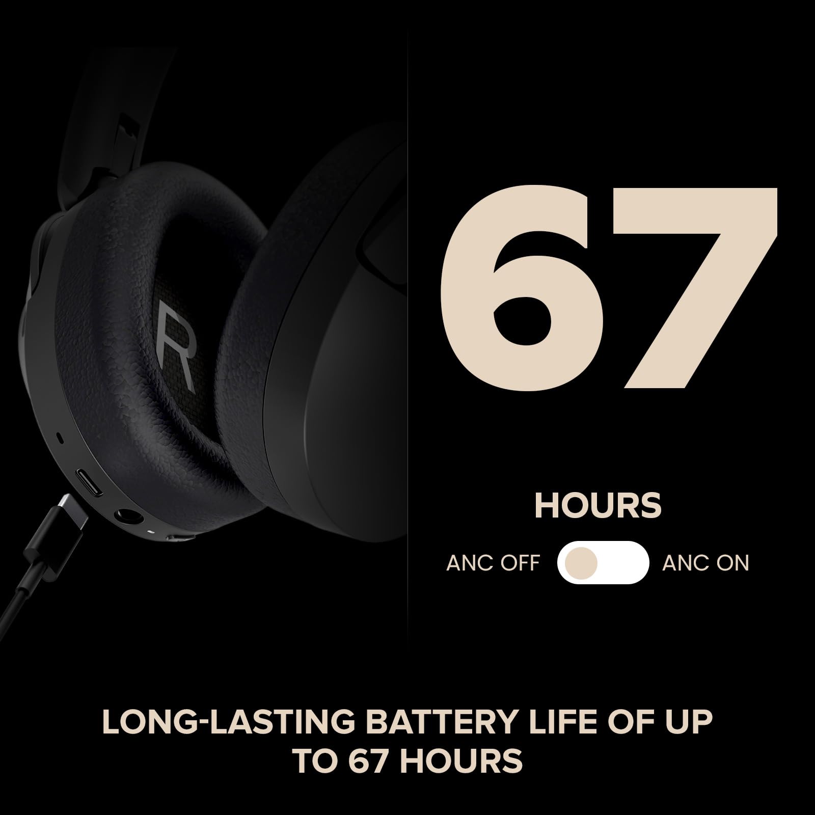 Creative Zen Hybrid 2 Wireless Over-Ear Headphones, Up to 67 Hours (ANC Off), Hybrid Active Noise Cancellation, Ambient Mode (Cream) - Image 4