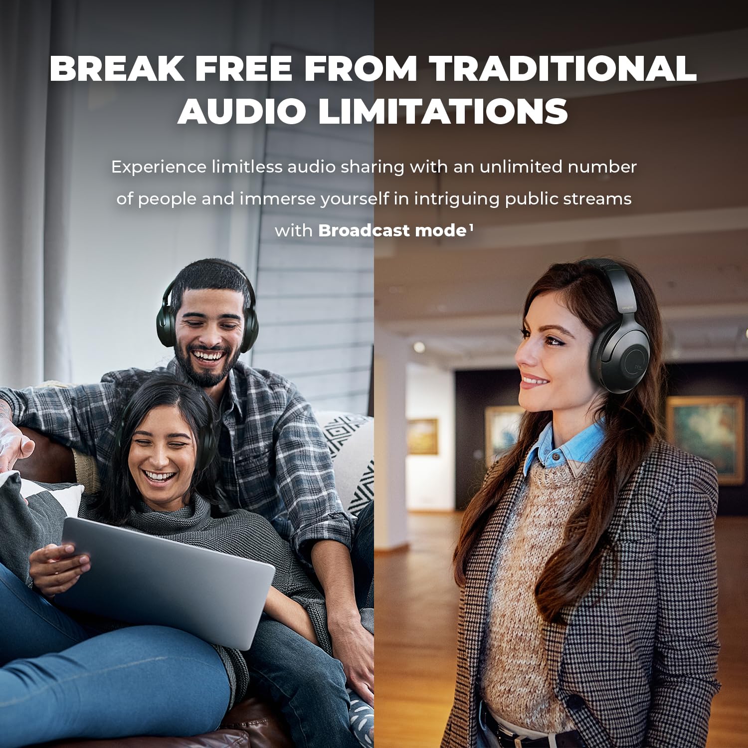 Creative Zen Hybrid Pro Wireless Over-Ear Headphones with LE Audio, with Up to 100 Hours (ANC Off), Hybrid Active Noise Cancellation, Ambient Mode, Powerful Audio, Bluetooth 5.3, Built-in Mic - Image 3