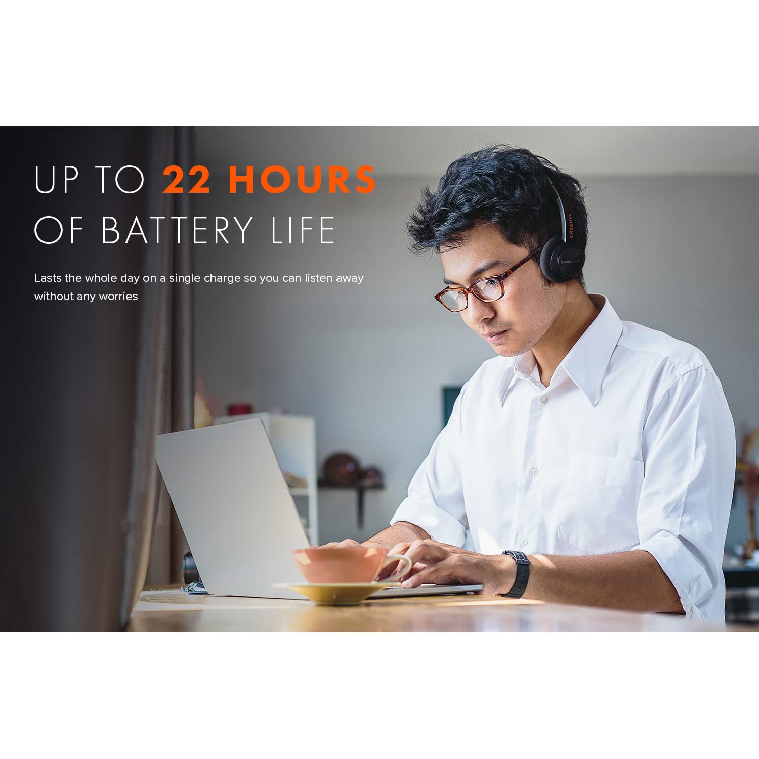 Sound Blaster JAM V2 On-Ear Lightweight Bluetooth 5.0 Wireless Headphones with USB-C, aptX Low Latency, aptX HD, Multipoint Connectivity, Voice Detection and Noise Reduction, 22 Hours Battery Life - Image 4